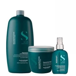 Kit Alfaparf Shampoo Mask Fluído Semi Di Lino Reconstruction Damaged Hair Reparative Complete Hydration