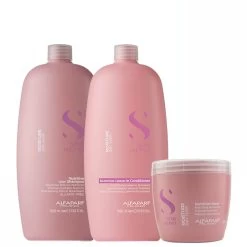 Kit Alfaparf Shampoo Conditioner Mask Semi Di Lino Moisture Dry Hair Nutritive Complete Hydration